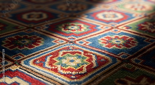 Detailed Mosque Carpet Pattern Symbolizing Islamic Art and Tradition
