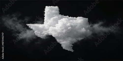 Wispy white smoke and fluffy cumulus clouds swirl through a bright blue sky and dark abstract space creating a dramatic atmosphere of wind and light across the nature of the heaven and air