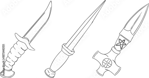 Mystical witch kit collection. Hand drawn line art with occult symbols. Perfect for modern witchcraft, tarot and esoteric designs. Boho magic vibe