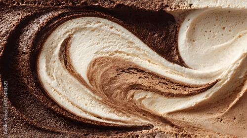 Swirled Chocolate and Vanilla Delight: A delectable swirl of rich chocolate and creamy vanilla ice cream, creating a tempting display of texture and flavor, a symphony of taste.