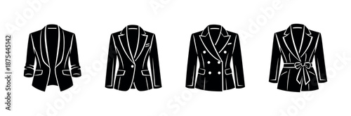 Blazer vector icons set. flat blazer and jacket symbols. fashion and clothing design.