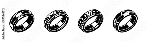 Ring vector icons set: geometric bands and modern design symbols