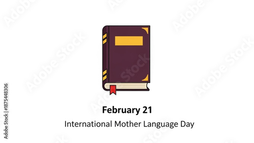 International mother language day icon with book on february 21st celebrating linguistic heritage and cultural diversity