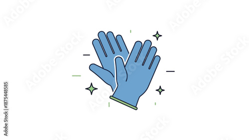 Blue Latex Gloves Icon Sparkle Cleanliness Vector