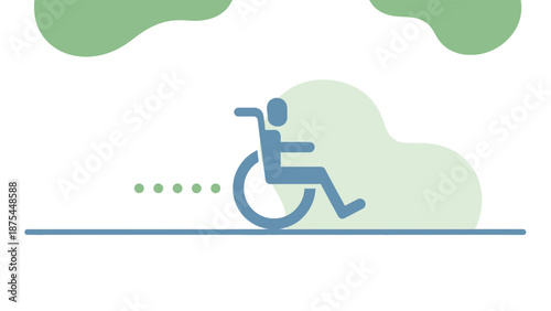 Accessible route icon with person in wheelchair on a path, disability symbol