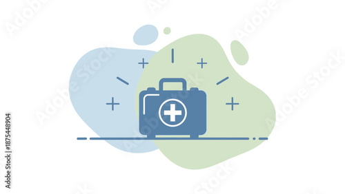 First Aid Kit Icon with Cross Symbol on Abstract Background