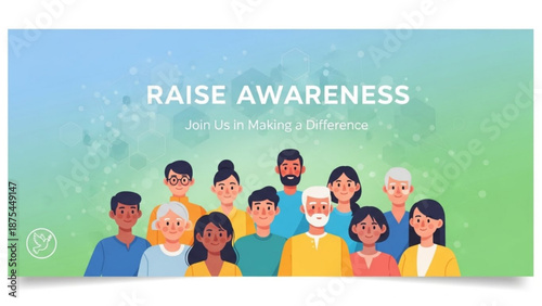 Diverse group of people raising awareness and making a difference together