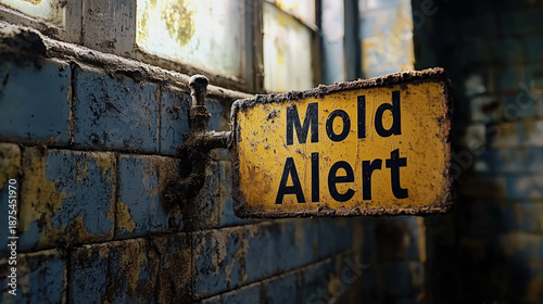 A "Mold Alert" sticker on a...