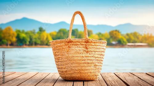 A traditional woven fishing...