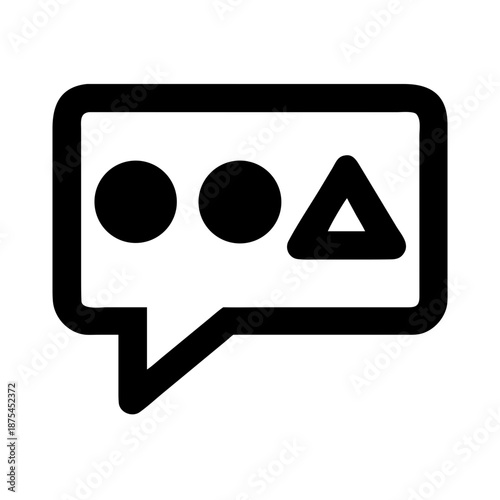 Monochrome Chat Bubble Icon with Geometric Shapes SVG Vector