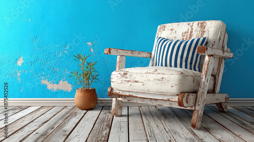 Beach-style salon with whit...