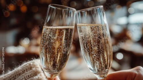Couple drinking champagne t...