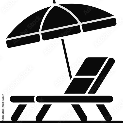 Beach Umbrella and Lounge Chair Icon illustration