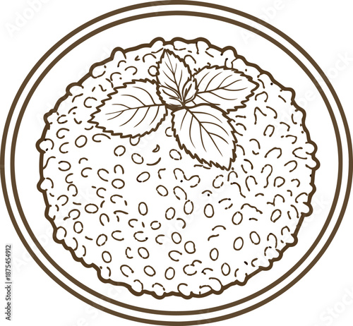 Plate of couscous with fresh mint leaves traditional north african grain dish illustration