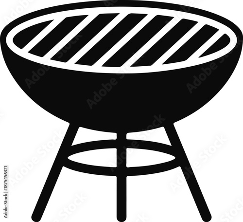 Black Silhouette of a Barbecue Grill icon cooking