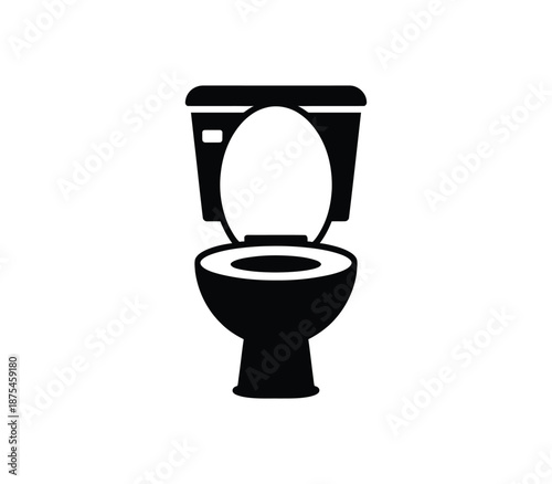 Modern toilet icon for bathroom design or plumbing service promotion, sleek minimalist style, open seat, home interior, sanitary fixture and bathroom illustration.