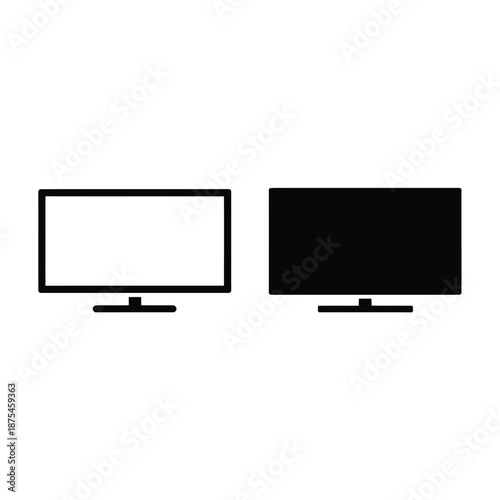 black and white television screens side by side on stands