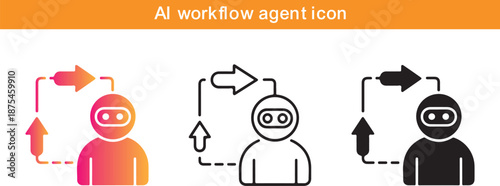 Ai workflow agent icons in different colors for automation and process