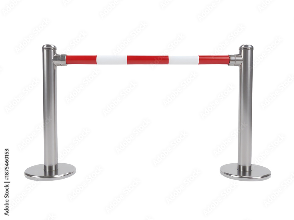 Obraz premium A road sign featuring alternating red and white stripes, often used to mark hazards or warning areas