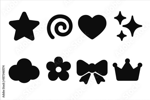 Birthday Pastel Icons. Birthday Pastel Theme. Filled icon set of Birthday Pastel Theme: soft star, gentle