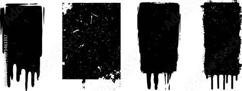 grunge paint drip and distressed texture overlays in black with worn and scratched effects