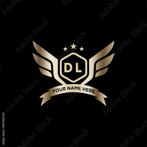 DL Initials Eagle Logo Icon Education Stock Vector