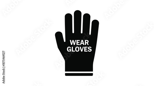 Black glove with wear gloves text on white background