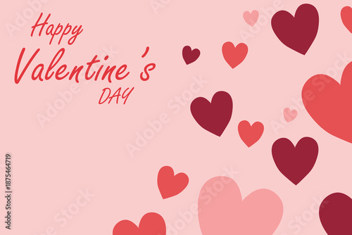 Valentine's Day holiday banner. Red hearts background. Love. Holyday card, banner, poster template