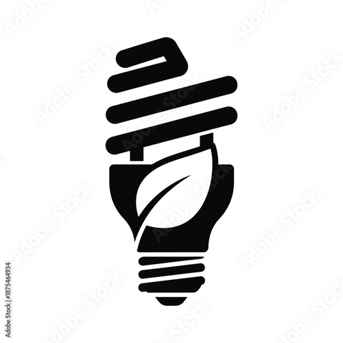 Lightbulb with spiral shape and leaf for energy efficient lighting