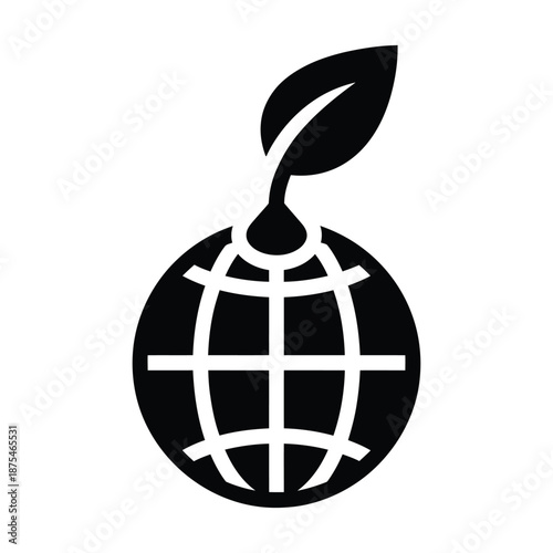 Globe with leaf and water drop for planetary health