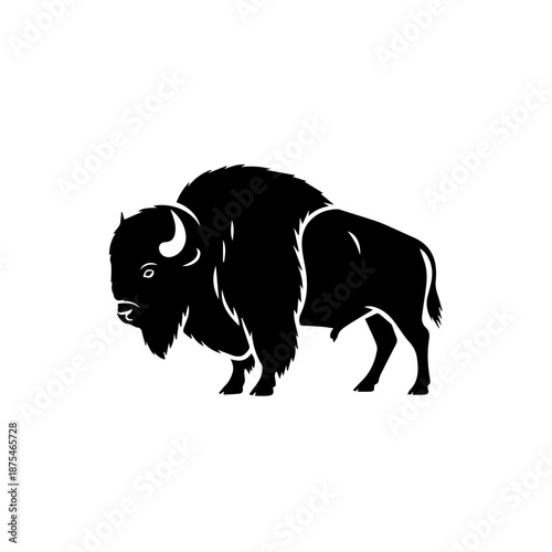 Silhouette of a buffalo isolated on white background, Vector