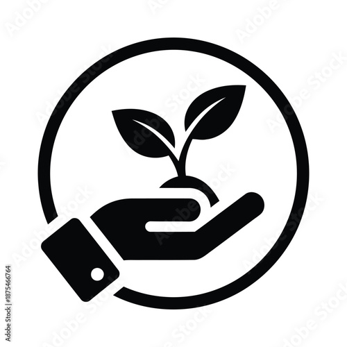 Hand holding sprout icon for environmental protection