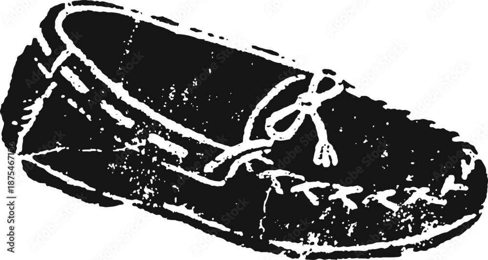Obraz premium Single moccasin shoe with detailed stitching and lace tie, casual footwear design illustration