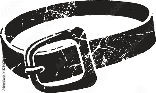 Worn leather belt with metal buckle, distressed vintage accessory