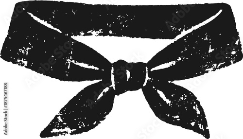 Black neckerchief tied in a simple knot, vintage accessory for casual or workwear