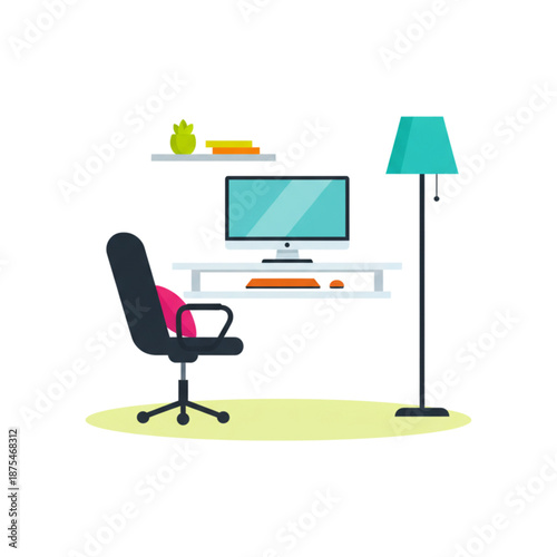 Minimalist Workspace Vector Illustration
