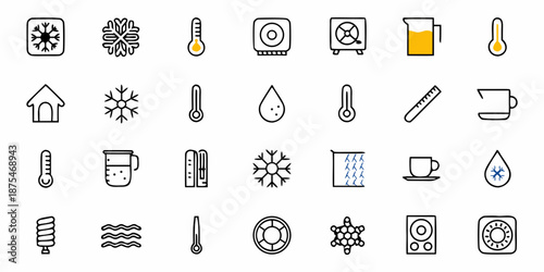 Modern temperature weather and climate control icons for meteorology and environmental design