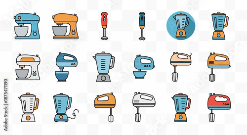 Collection of Various Kitchen Appliance Icons.
