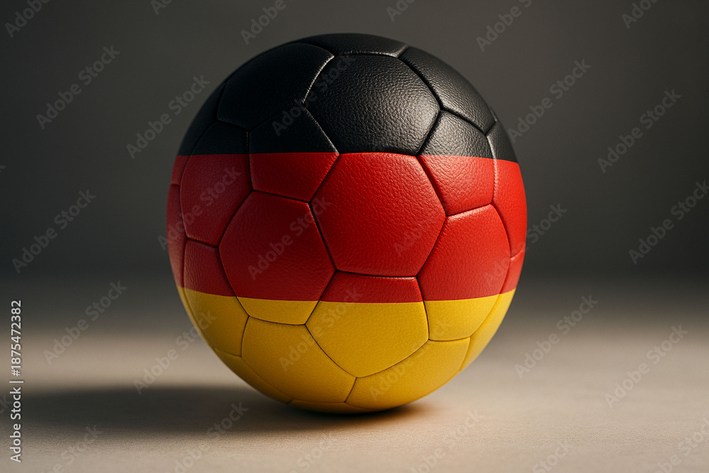 Fototapeta premium Close-Up Soccer Ball with German Flag Design on Neutral Background