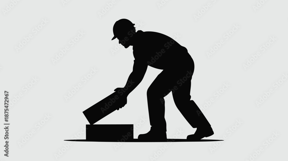 Obraz premium Construction worker pouring cement into foundation