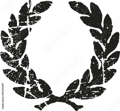 Grunge withered laurel wreath isolated on white background