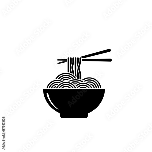 Bowl of ramen with chopsticks isolated on white background, Vector