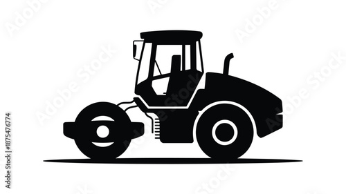 Modern road roller in sleek silhouette