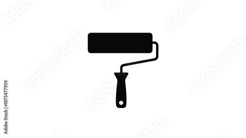 Black paint roller icon for decoration and renovation projects