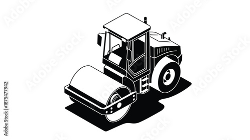 Road roller machine for construction and paving