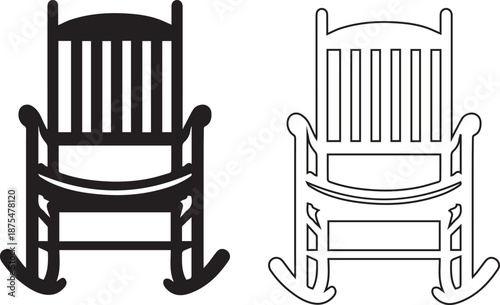 vintage wooding rocking chair furniture home decor  outdoor porch sitting vector illustration.