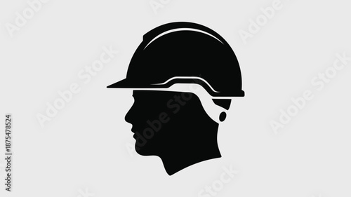 Construction worker silhouette in safety helmet