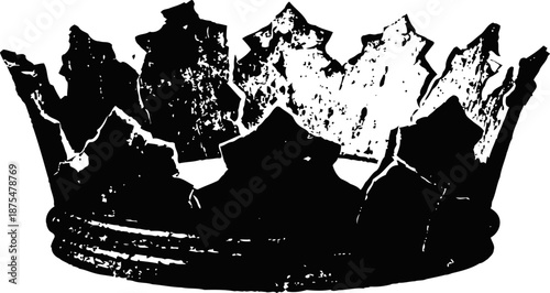 Black distressed vintage crown silhouette with jagged edges and worn details
