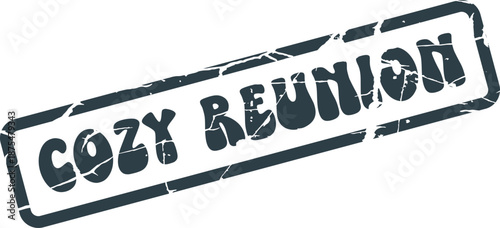 Cozy Reunion distressed typeface mark providing a retro and authentic seal for your documents