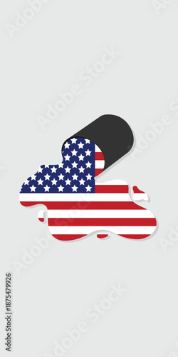 America flag and petroleum background. Crude oil reserves. United States of America